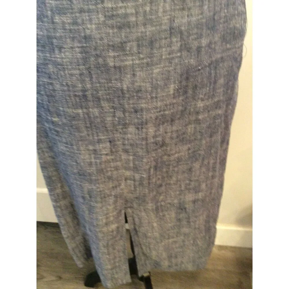 Ann Taylor Blue Pencil Skirt size 8 blue chambray Linen Blend
